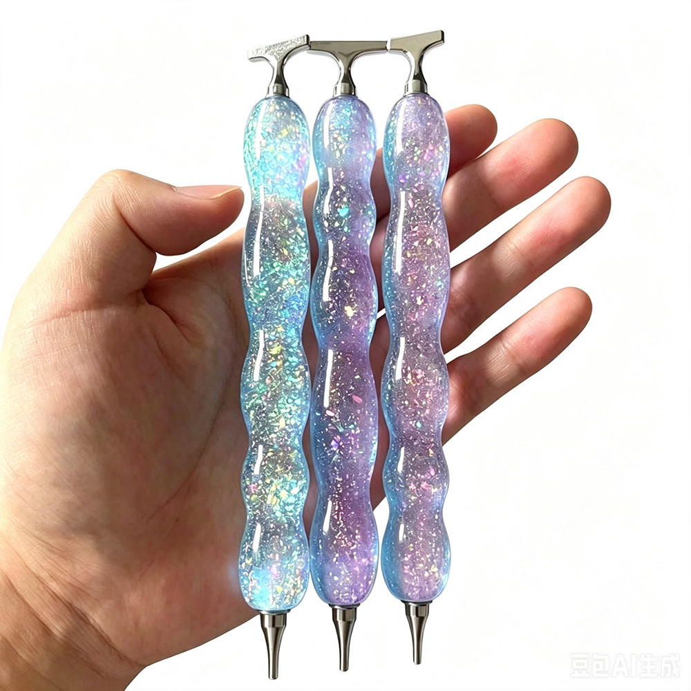Embroidery Rose - Nieuwe roze blauwe glanzende diamant schilderpen