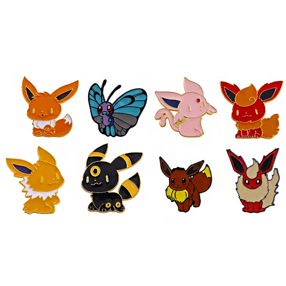 Embroidery Reddit - Set van 8 Eevee-emaillen speldjes, schattige